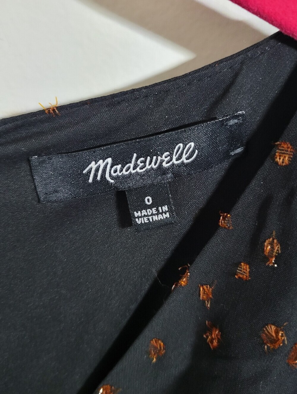 Madewell Black Mini Dress with Copper Polka Dot Accents, Size 0 - Picture 2 of 8